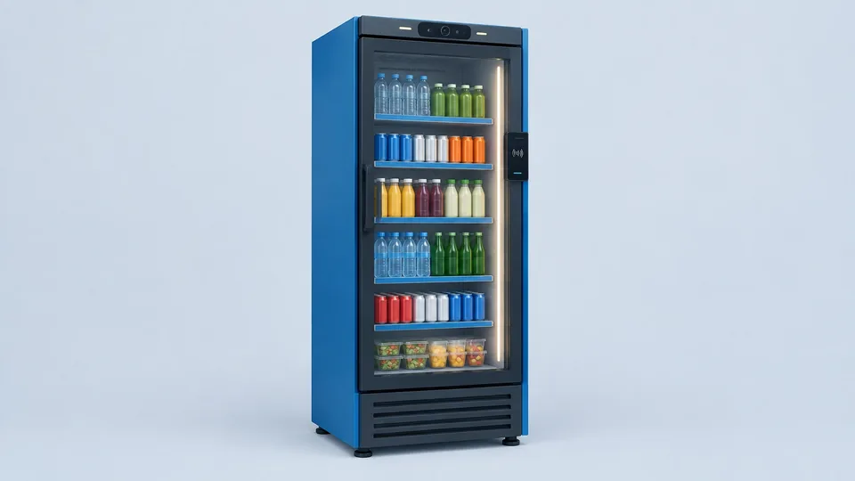 Unbranded Afen Cashless Smart AI Cooler 530L, a medium single-door glass-front grab-and-go refrigerated cooler
