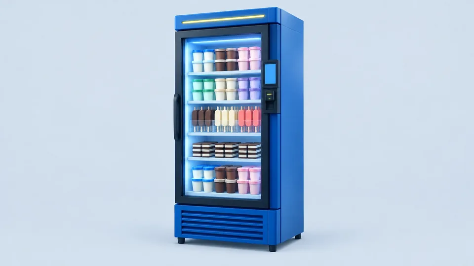 Unbranded Fastcorp Z-Series Frozen, a glass-front frozen-treat merchandiser with a refrigerated display