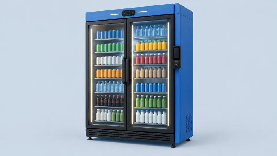 Unbranded HAHA Ultra 1200 AI Smart Cooler, a large double-door glass-front grab-and-go refrigerated cooler