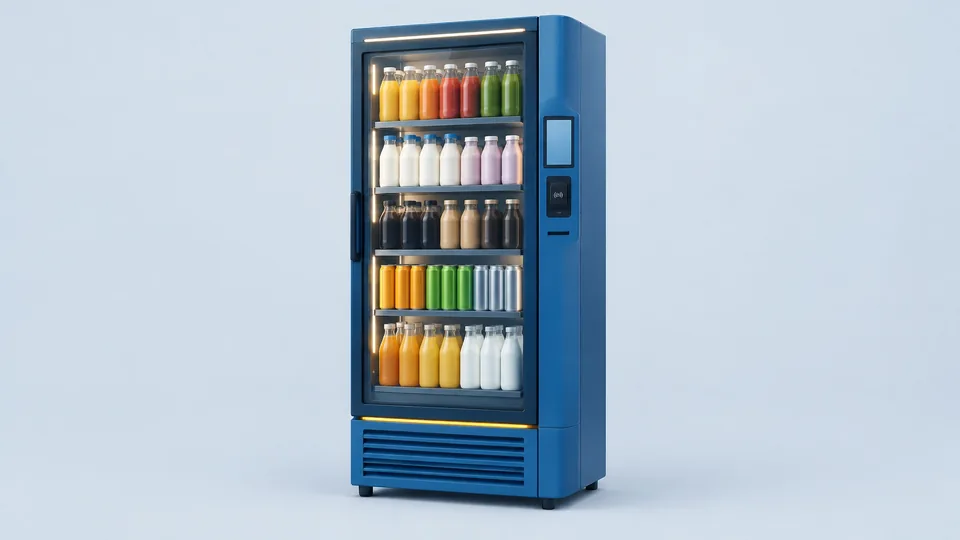 Unbranded REDYREF Premium Smart Cold Beverage Center, a premium glass-front refrigerated drink cabinet