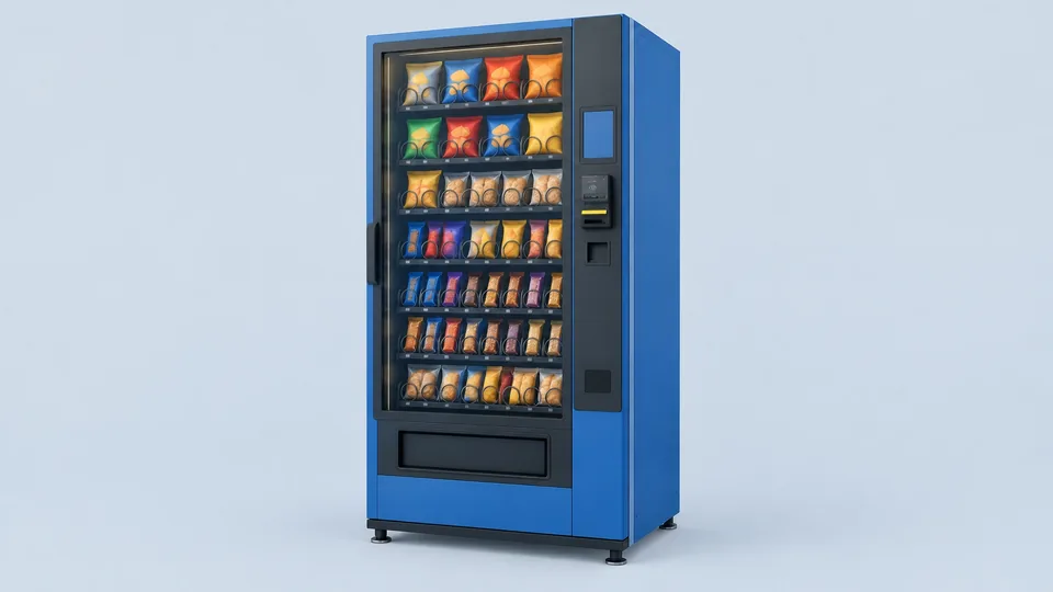 Unbranded Seaga Envision ENV5S Ambient Snack Merchandiser, a full-size glass-front coil snack machine
