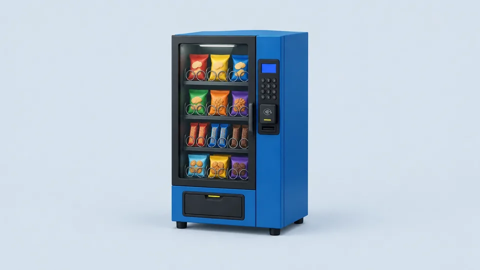 Unbranded Seaga SM1600 Ambient Countertop Snack Station, a compact countertop glass-front coil snack machine